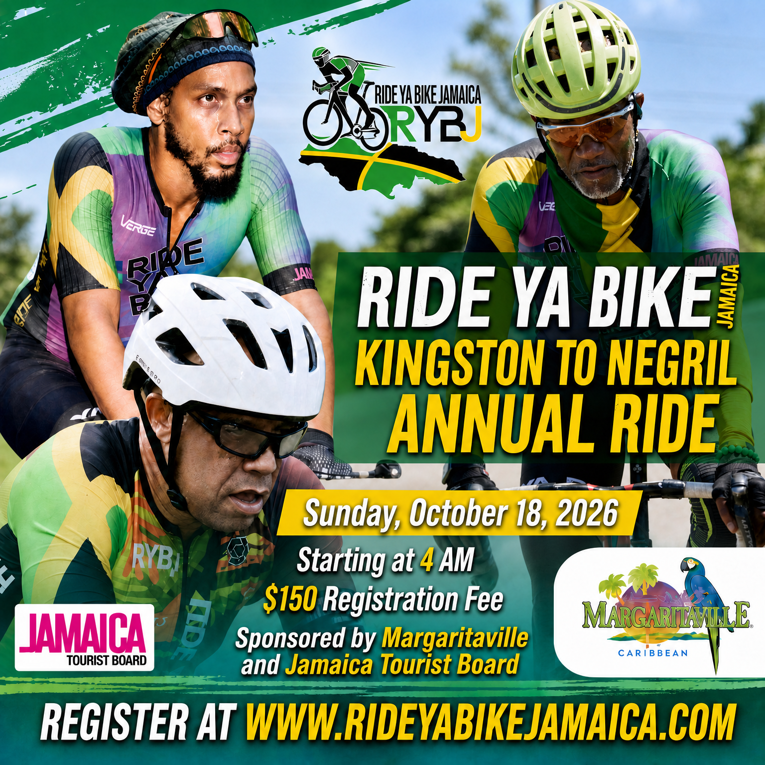Ride Ya Bike Jamaica 2026 Ride promotional poster